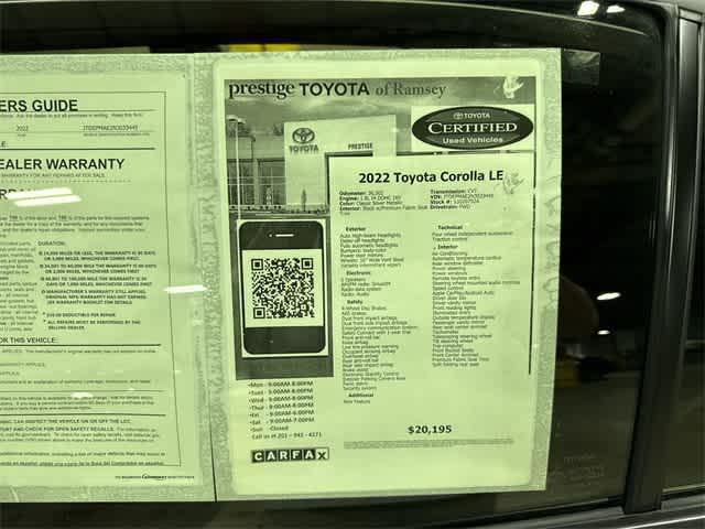 used 2022 Toyota Corolla car, priced at $20,000