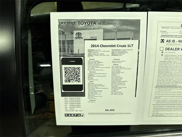 used 2014 Chevrolet Cruze car, priced at $5,895