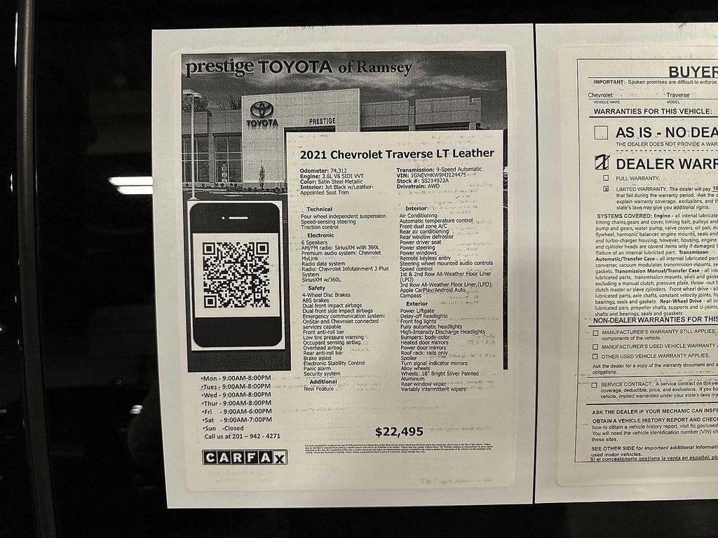 used 2021 Chevrolet Traverse car, priced at $21,995