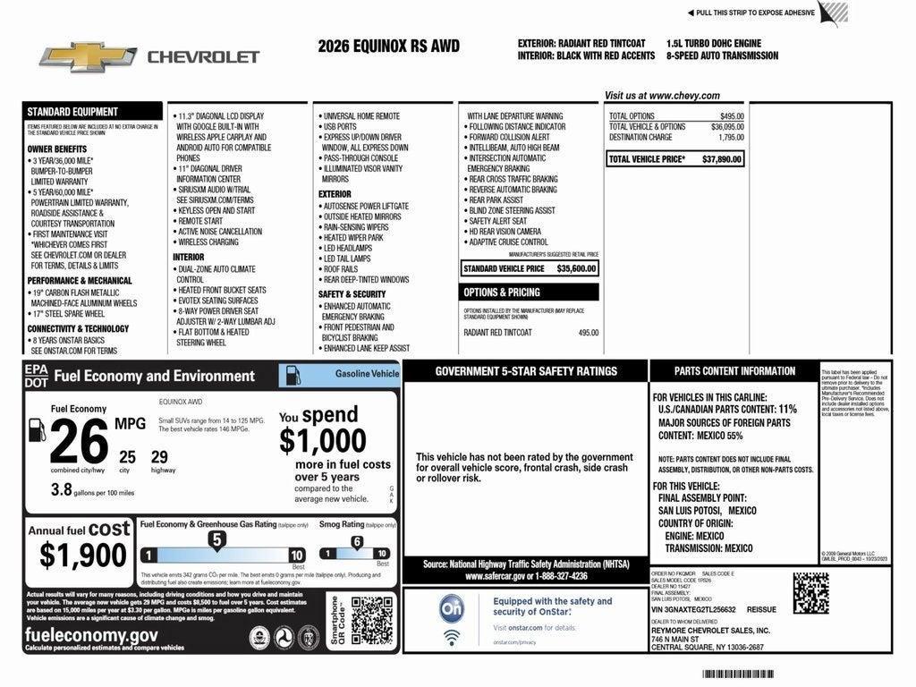new 2026 Chevrolet Equinox car, priced at $37,480