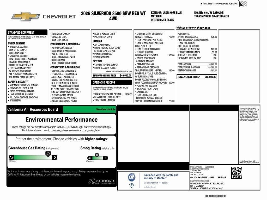 new 2026 Chevrolet Silverado 3500 car, priced at $55,485