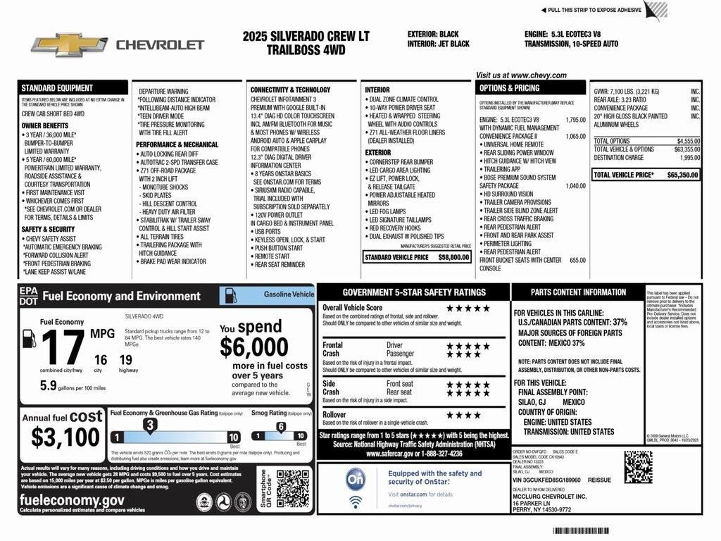 new 2025 Chevrolet Silverado 1500 car, priced at $58,188