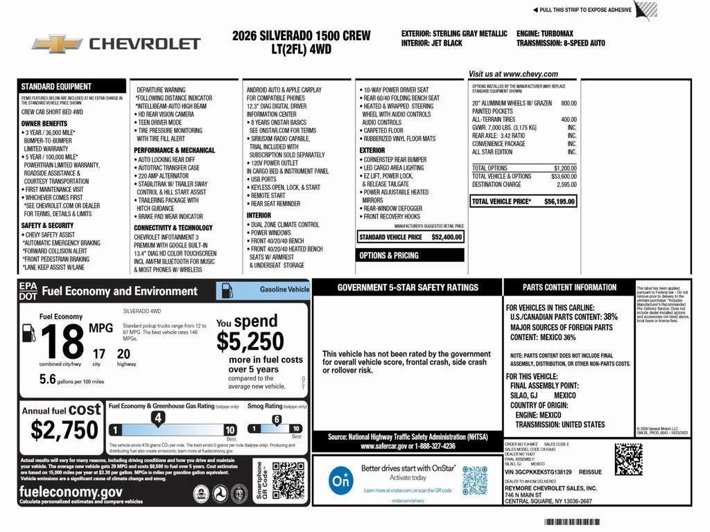 new 2026 Chevrolet Silverado 1500 car, priced at $52,417