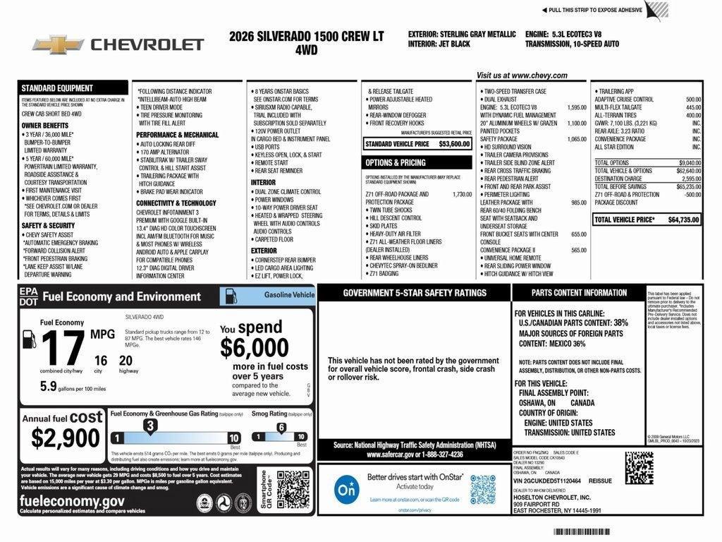new 2026 Chevrolet Silverado 1500 car, priced at $58,825