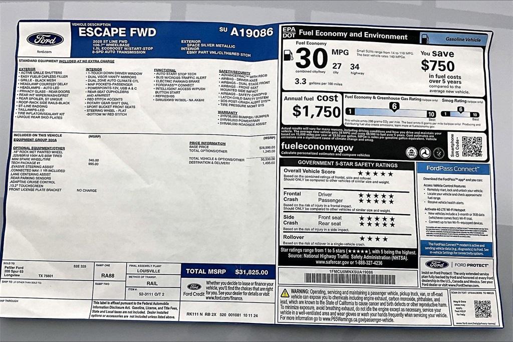 new 2025 Ford Escape car, priced at $26,733
