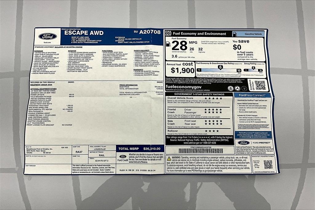 new 2025 Ford Escape car, priced at $31,227