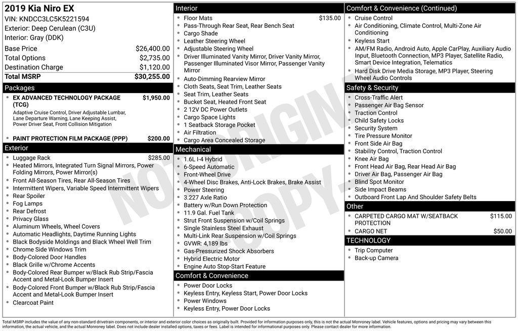 used 2019 Kia Niro car, priced at $13,950