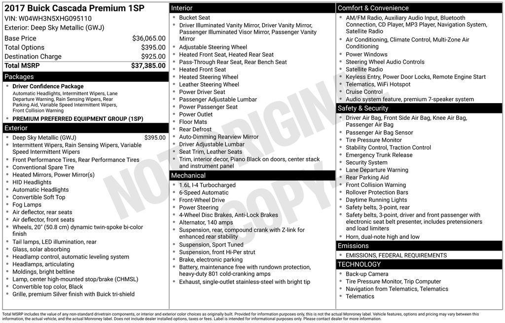 used 2017 Buick Cascada car, priced at $15,950