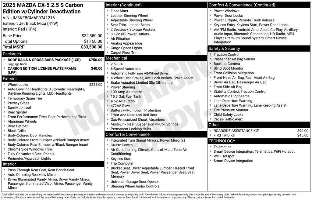 new 2025 Mazda CX-5 car, priced at $33,230