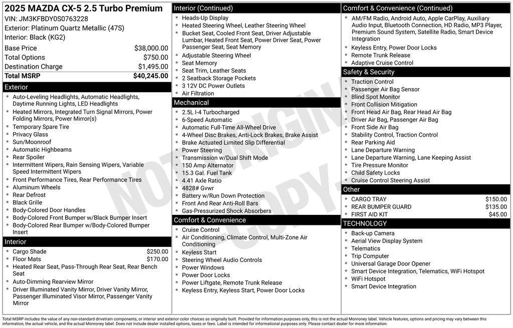 new 2025 Mazda CX-5 car, priced at $39,419