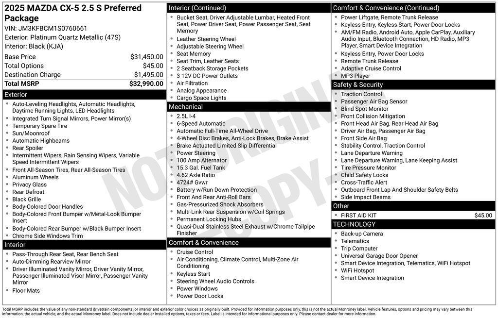 new 2025 Mazda CX-5 car, priced at $32,469