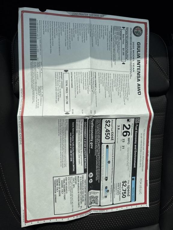 new 2025 Alfa Romeo Giulia car, priced at $52,518