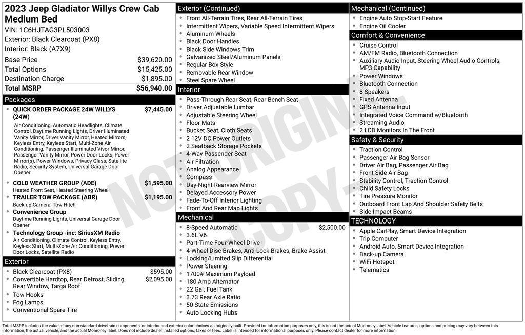 used 2023 Jeep Gladiator car, priced at $39,500