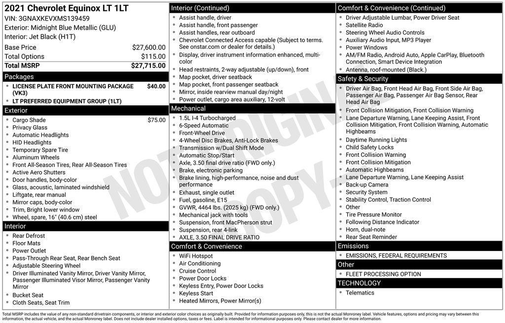 used 2021 Chevrolet Equinox car, priced at $23,500