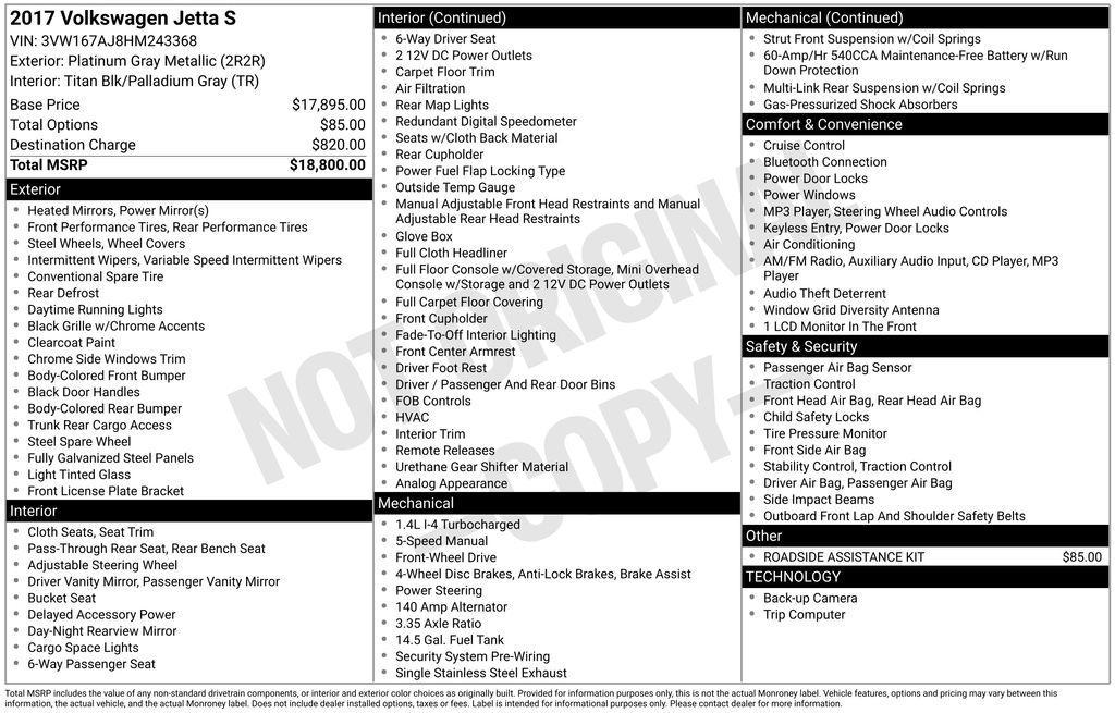 used 2017 Volkswagen Jetta car, priced at $11,500