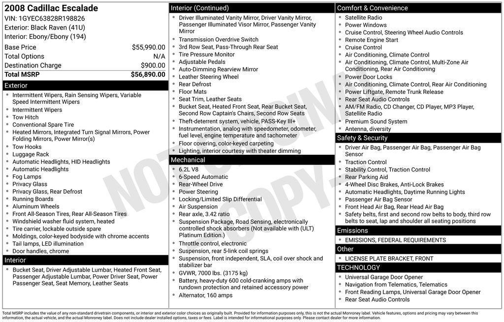 used 2008 Cadillac Escalade car, priced at $12,500