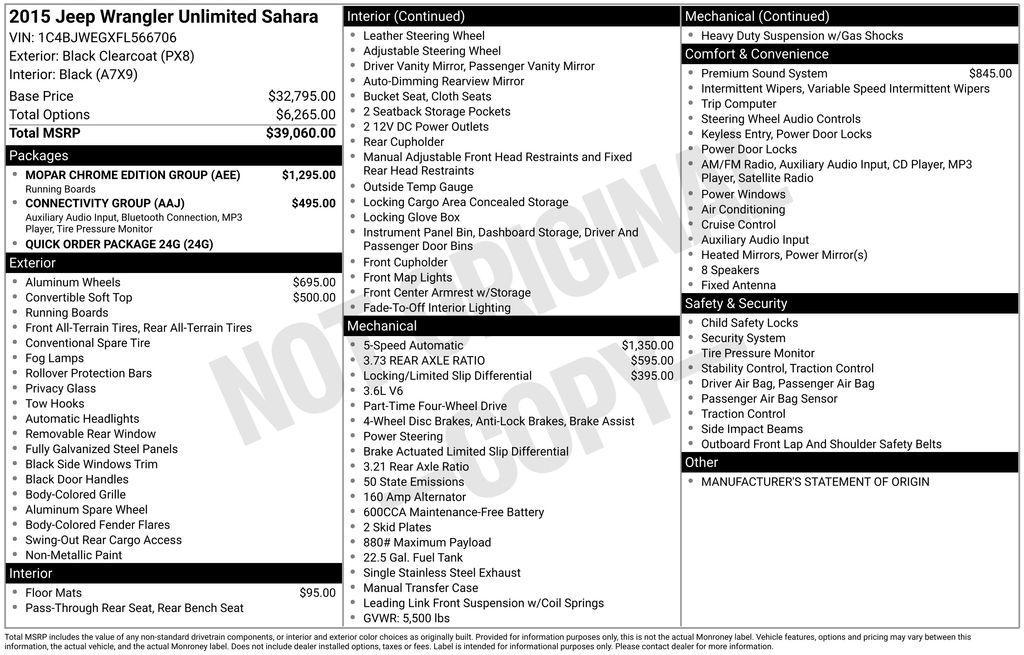 used 2015 Jeep Wrangler Unlimited car, priced at $15,000