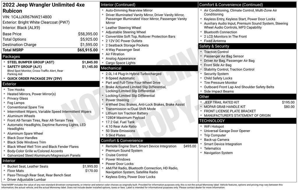 used 2022 Jeep Wrangler Unlimited 4xe car, priced at $31,500