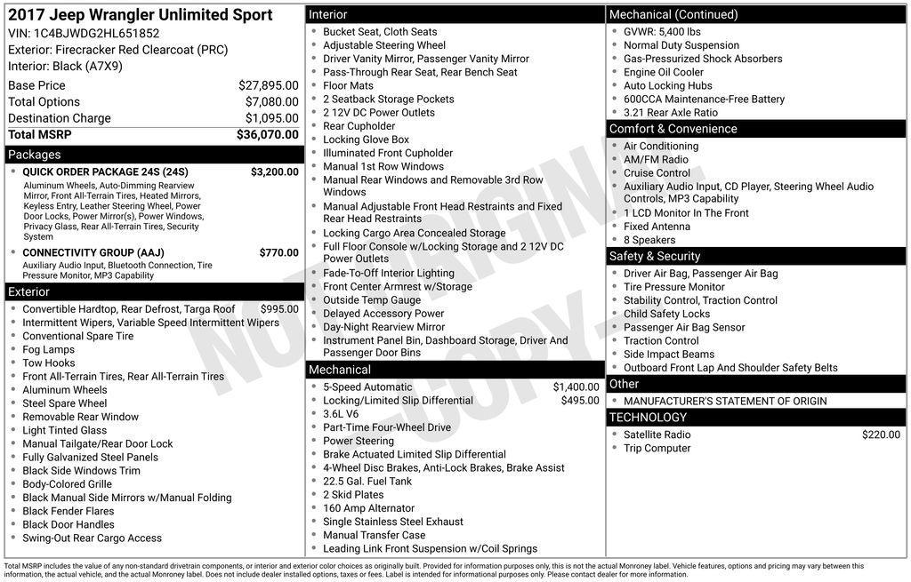 used 2017 Jeep Wrangler Unlimited car, priced at $25,000