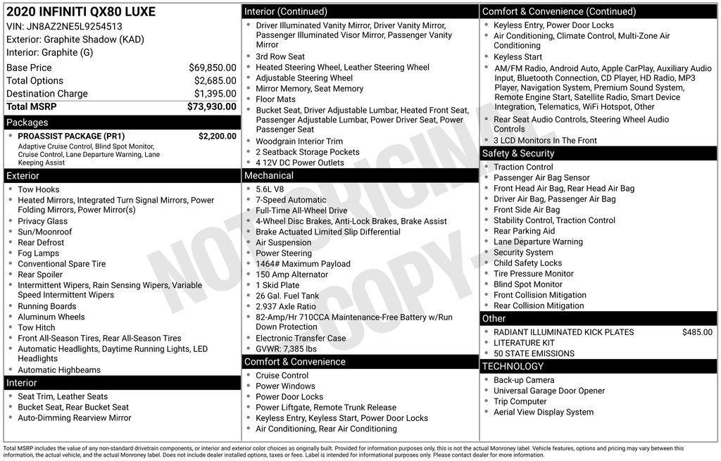 used 2020 INFINITI QX80 car, priced at $28,000