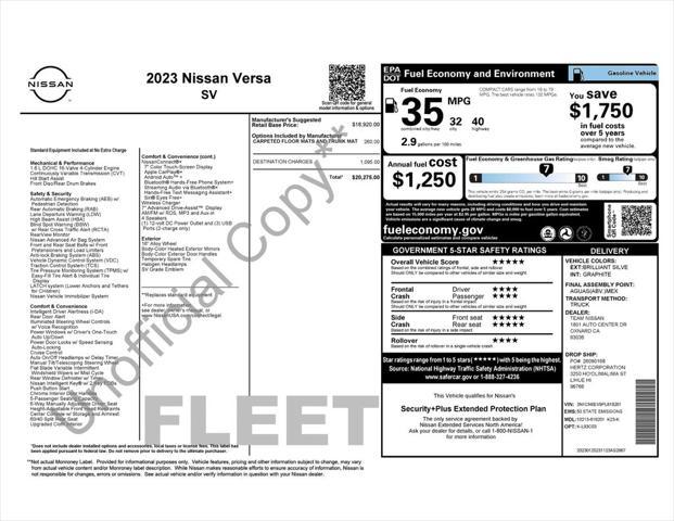 used 2023 Nissan Versa car, priced at $18,500