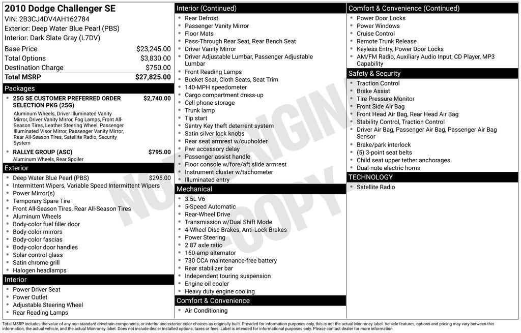 used 2010 Dodge Challenger car, priced at $8,500