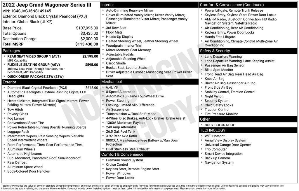 used 2022 Jeep Grand Wagoneer car, priced at $53,000