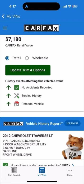used 2012 Chevrolet Traverse car, priced at $6,988