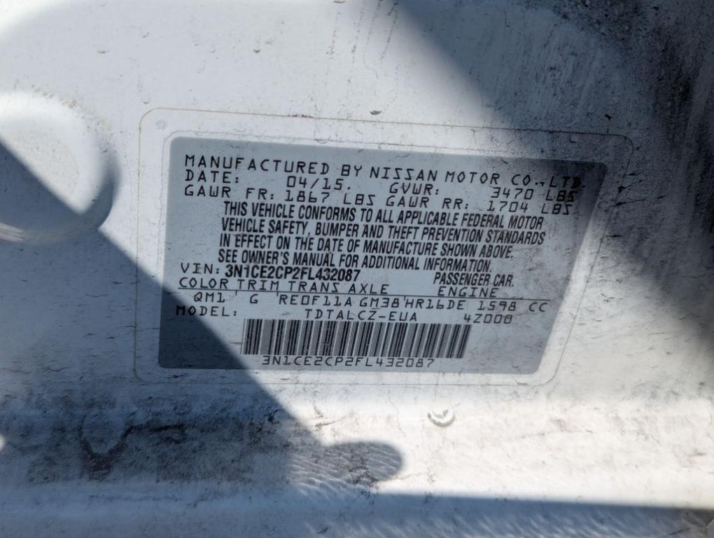 used 2015 Nissan Versa Note car, priced at $2,988