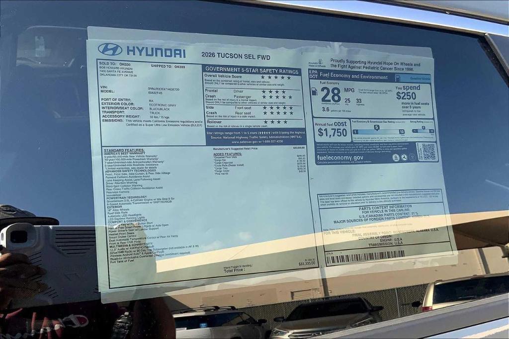 new 2026 Hyundai Tucson car, priced at $28,001