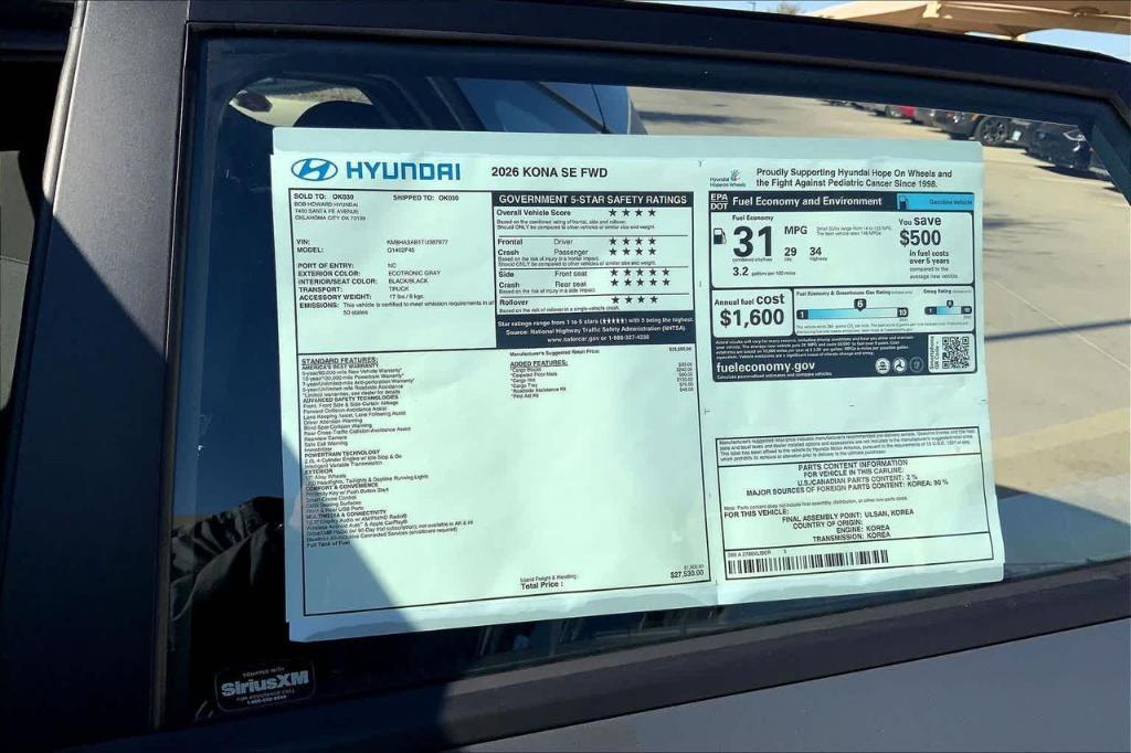 new 2026 Hyundai Kona car, priced at $22,575