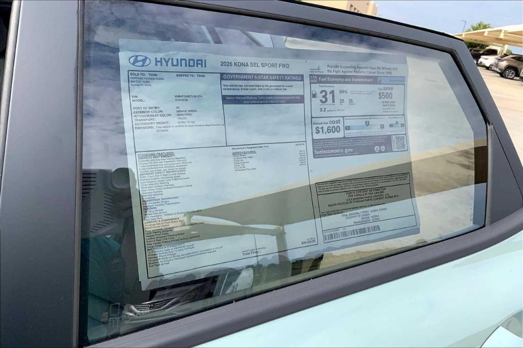 new 2026 Hyundai Kona car, priced at $23,825