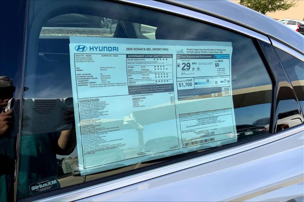 new 2026 Hyundai Sonata car, priced at $26,206