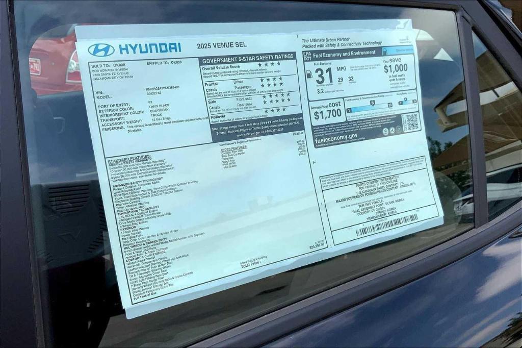 new 2025 Hyundai Venue car, priced at $20,161
