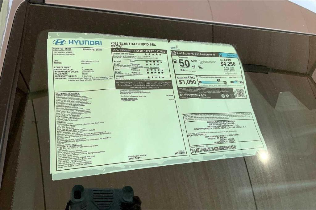 new 2025 Hyundai ELANTRA HEV car, priced at $23,128