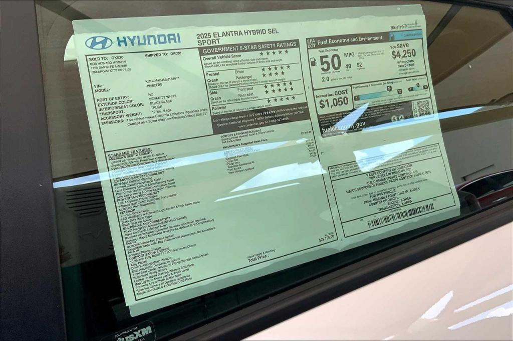 new 2025 Hyundai ELANTRA HEV car, priced at $23,764