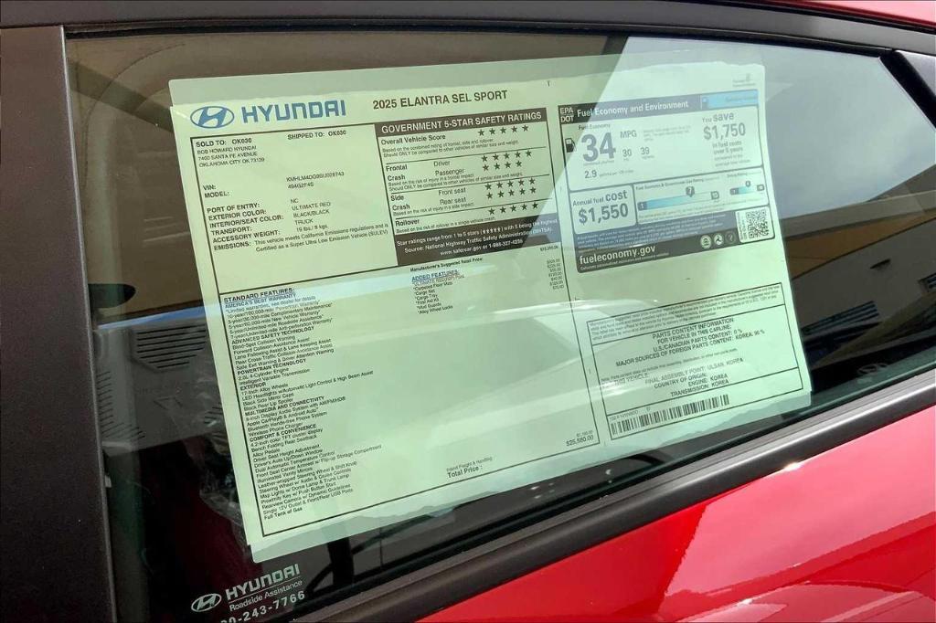 new 2025 Hyundai Elantra car, priced at $20,208