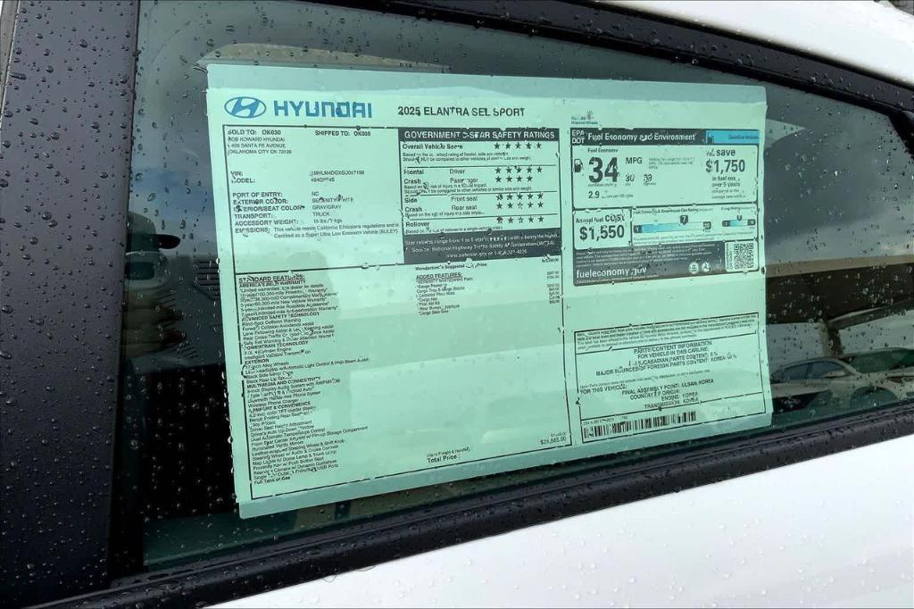 new 2025 Hyundai Elantra car, priced at $20,275
