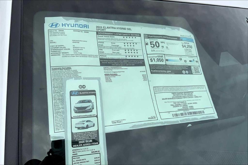 new 2025 Hyundai ELANTRA HEV car, priced at $23,748