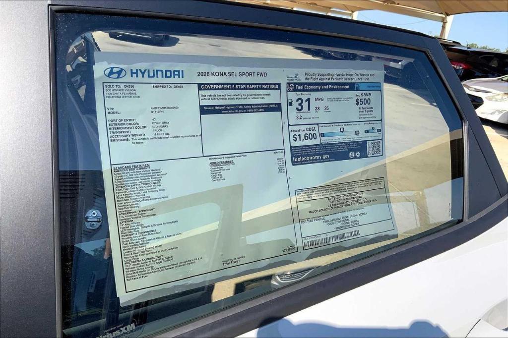 new 2026 Hyundai Kona car, priced at $24,083