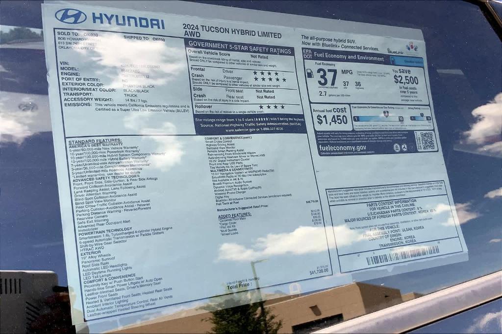 new 2024 Hyundai Tucson Hybrid car, priced at $40,415