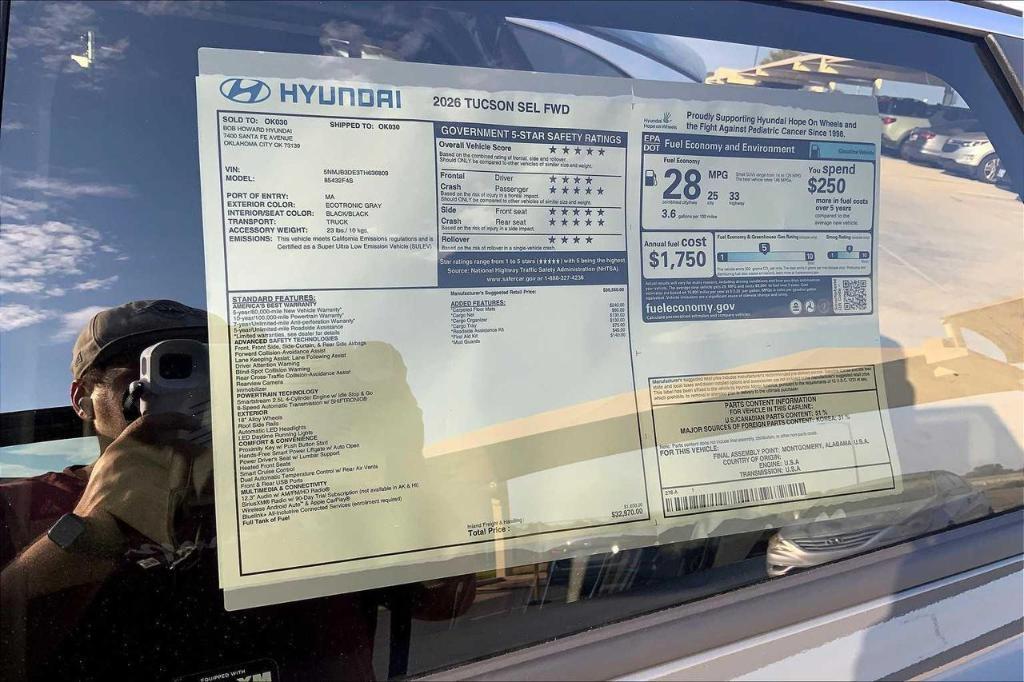 new 2026 Hyundai Tucson car, priced at $27,695