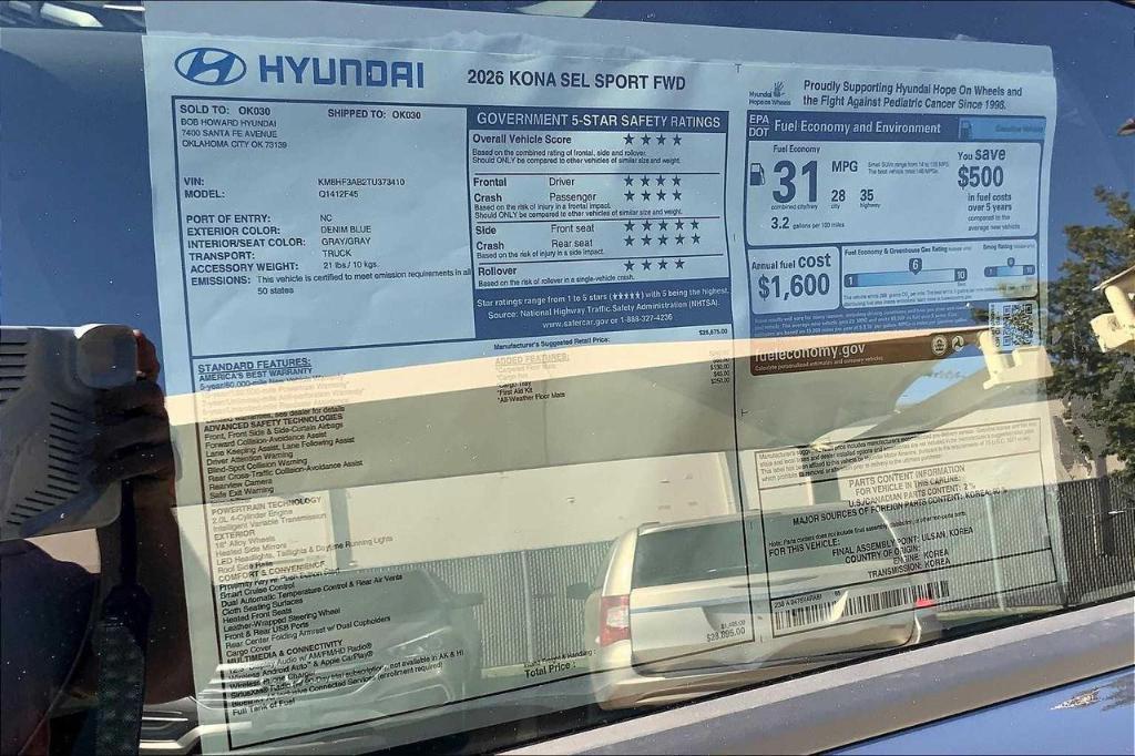 new 2026 Hyundai Kona car, priced at $23,694