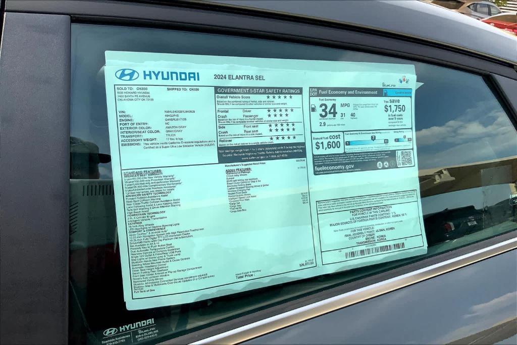 new 2024 Hyundai Elantra car, priced at $22,719