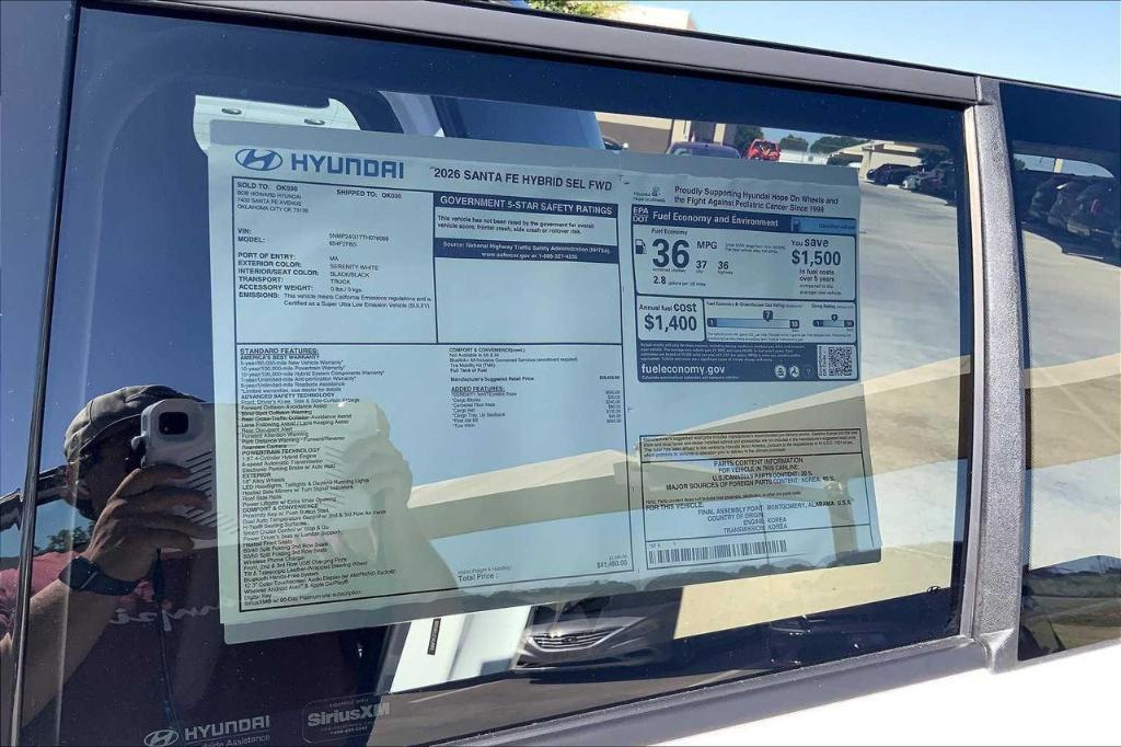 new 2026 Hyundai SANTA FE HEV car, priced at $36,899