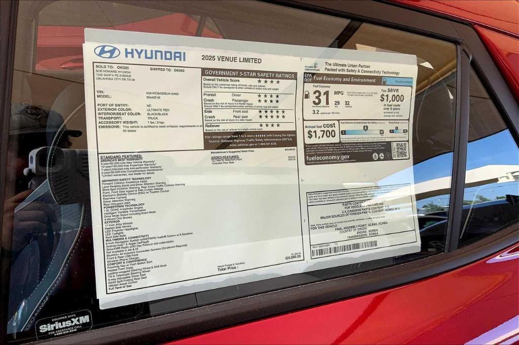 new 2025 Hyundai Venue car, priced at $21,319