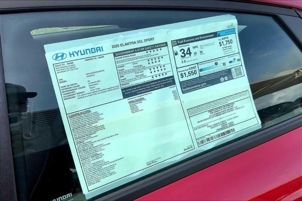 new 2025 Hyundai Elantra car, priced at $20,208