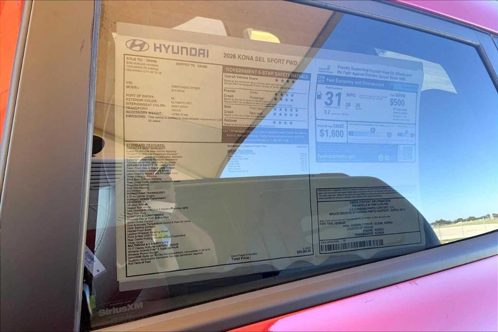 new 2026 Hyundai Kona car, priced at $24,104