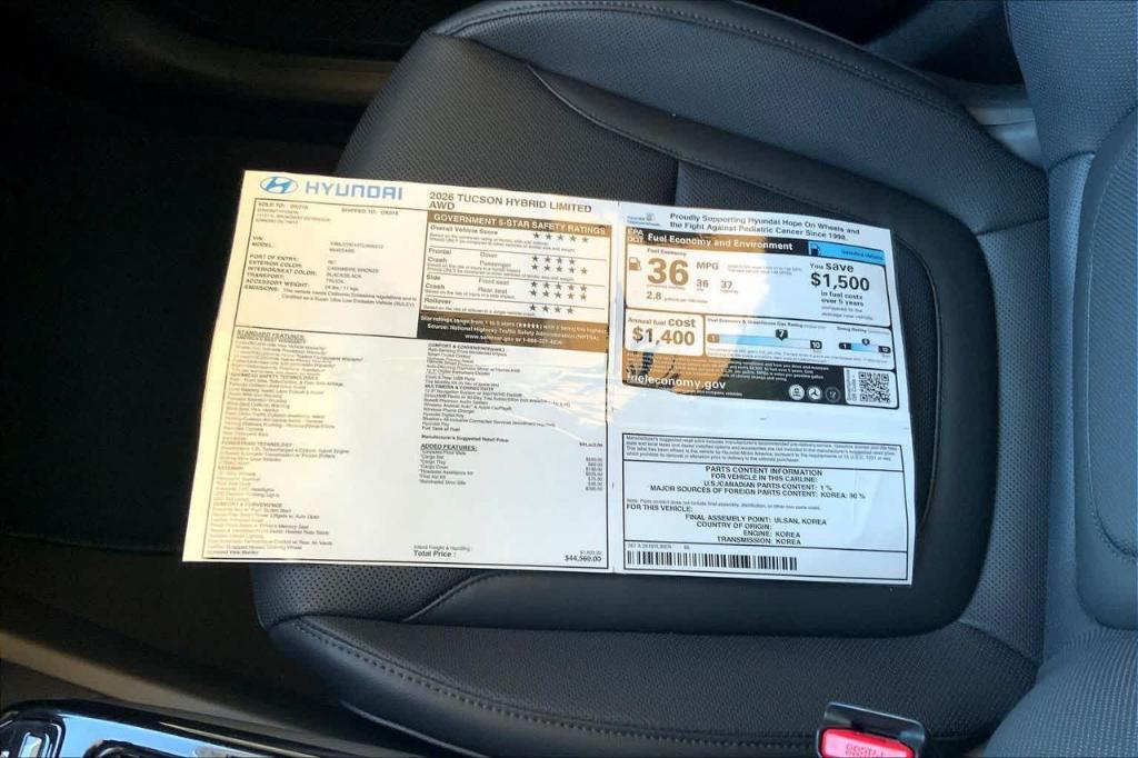 new 2026 Hyundai TUCSON Hybrid car, priced at $40,104