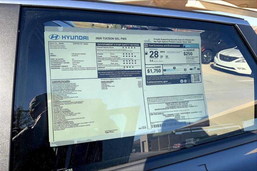 new 2026 Hyundai Tucson car, priced at $27,829